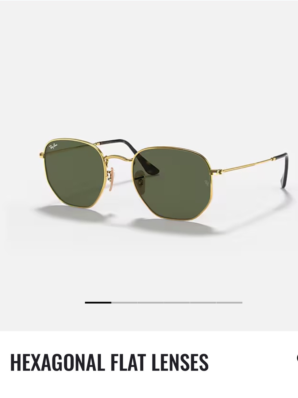 Ray-Ban Hexagonal Gold Frame Sunglasses with Green Lenses